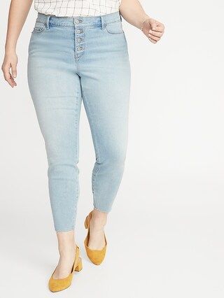 High-Waisted Secret-Slim Pockets Button-Fly Plus-Size Rockstar Super Skinny Ankle Jeans | Old Navy (US)