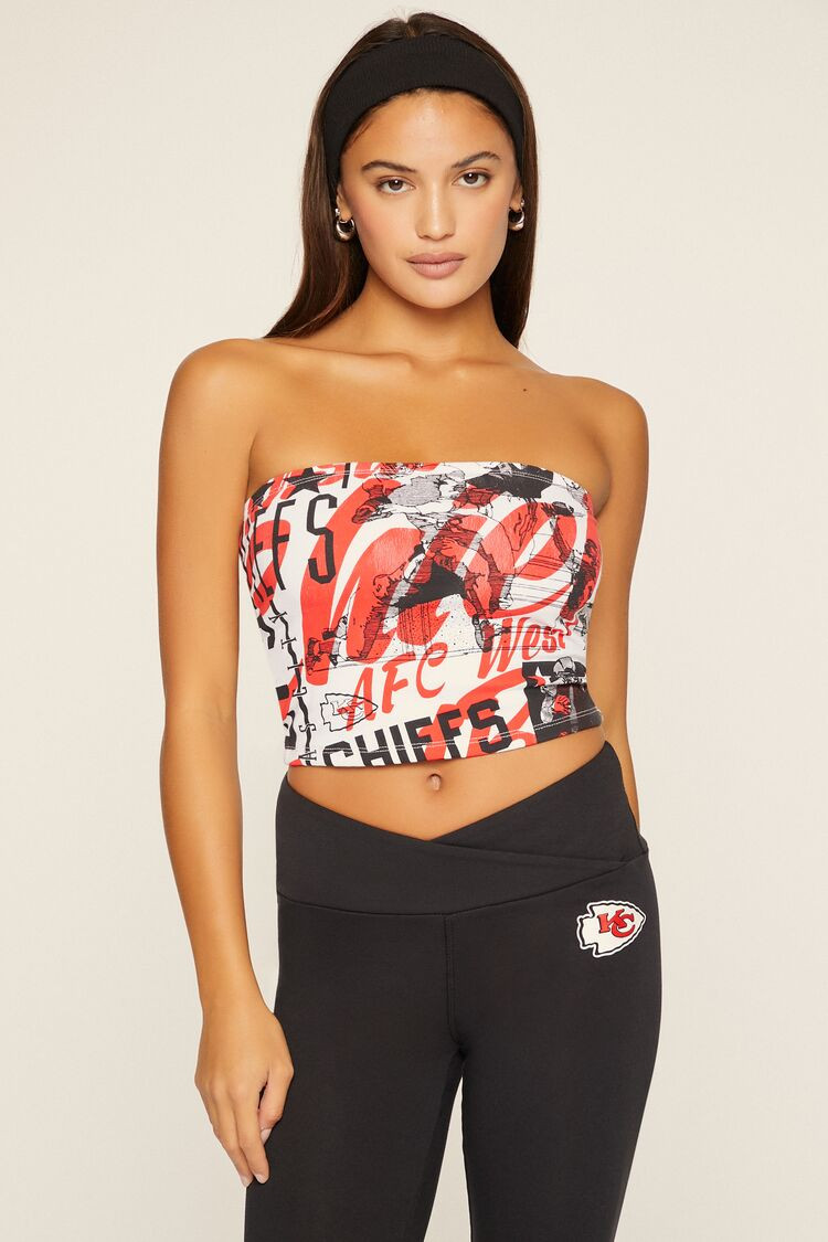 Women's Kansas City Chiefs Tube Top in White/Red Medium | Forever 21