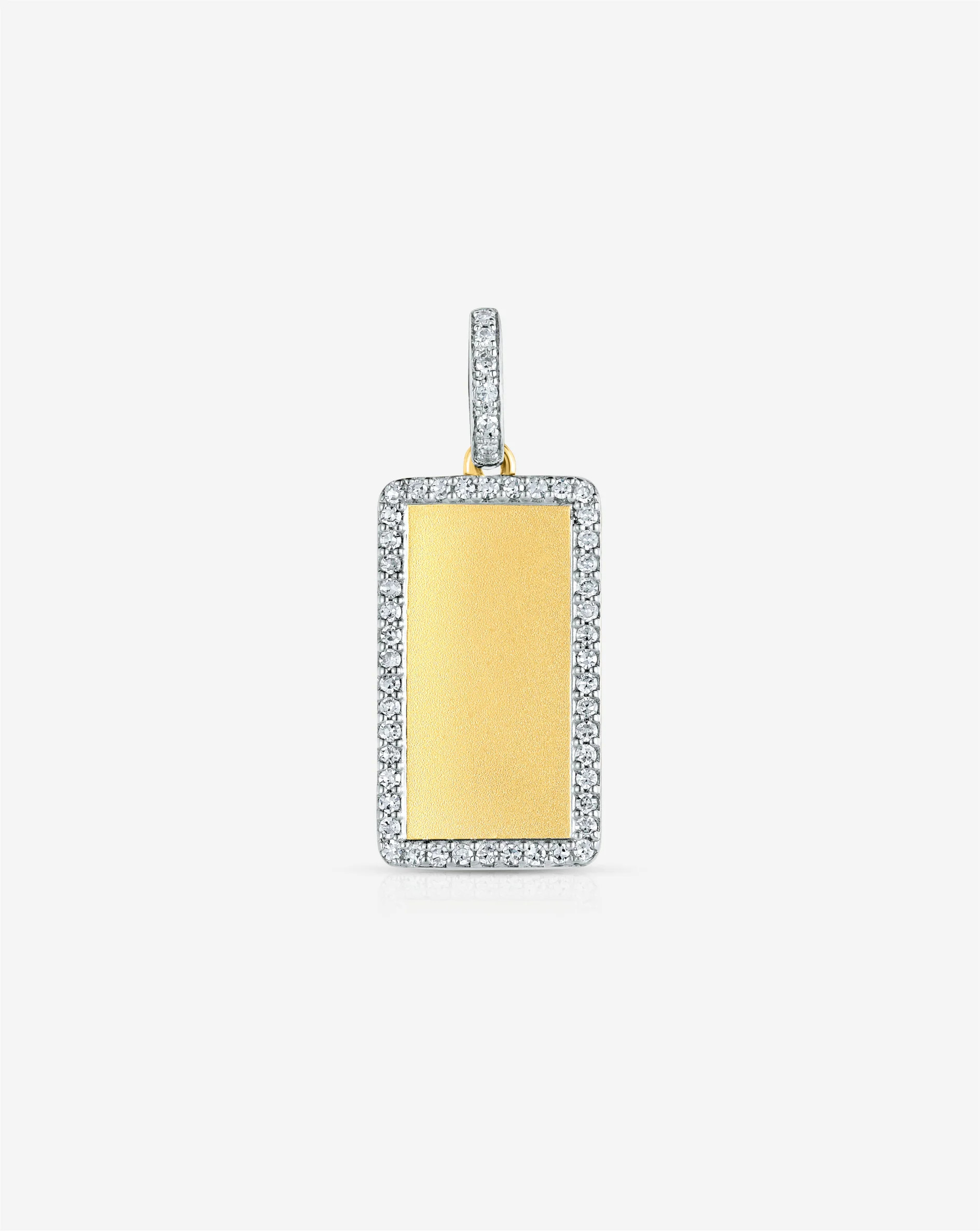 Pavé Border Engravable Rectangle Pendant | Ring Concierge