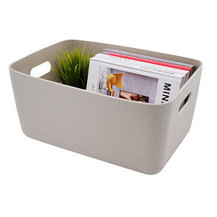 Welaxy Large Storage Basket Rectangular Stone White | The Container Store