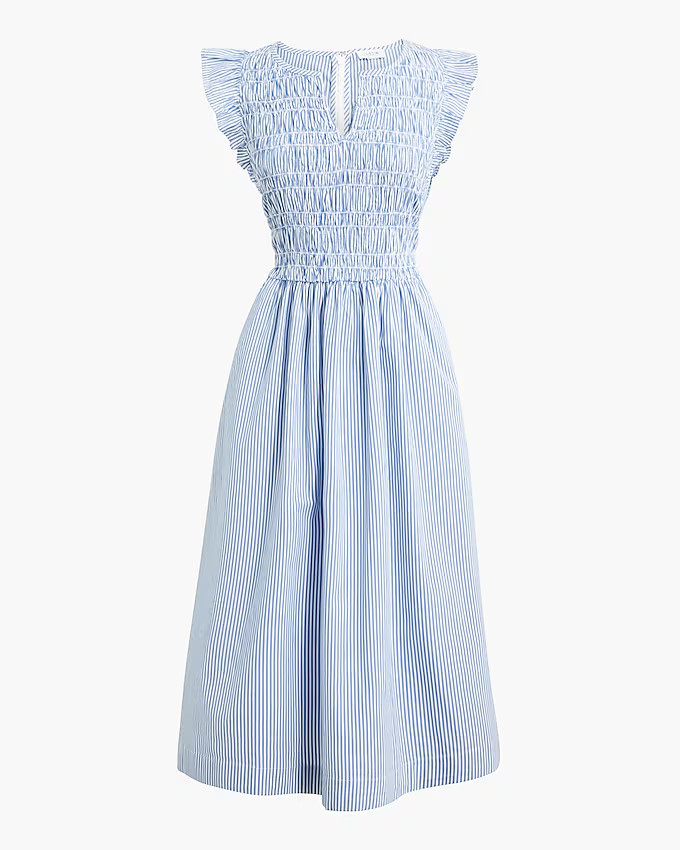 Smocked flutter-sleeve midi dress | J.Crew Factory
