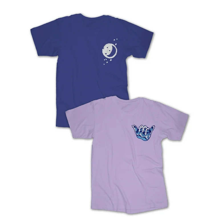 Wonder Nation Boys Moon Phases/ Ride the Wave Graphic T-Shirt, 2-Pack, Sizes 4-18 | Walmart (US)