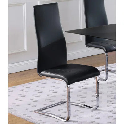 4 Dining Side Chairs, Black Upholstery. High Back, Cozy Space. Contemporary Base. 18 Inch Seat Height. For Room Snug 4 Upholstered Chairs In Black. Se | Wayfair North America