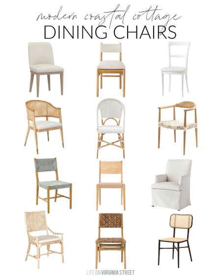 A collection of modern coastal cottage dining chairs! Includes rattan chairs, upholstered chairs, leather chairs and more! Some prices shown are for the pair. See all 30+ picks here: https://lifeonvirginiastreet.com/modern-coastal-cottage-dining-chairs/. .

#ltkhome #ltksalealert #ltkseasonal 

#LTKstyletip #LTKunder50 #LTKunder100 #LTKSeasonal #LTKsalealert #LTKhome #LTKsalealert #LTKhome #LTKSeasonal