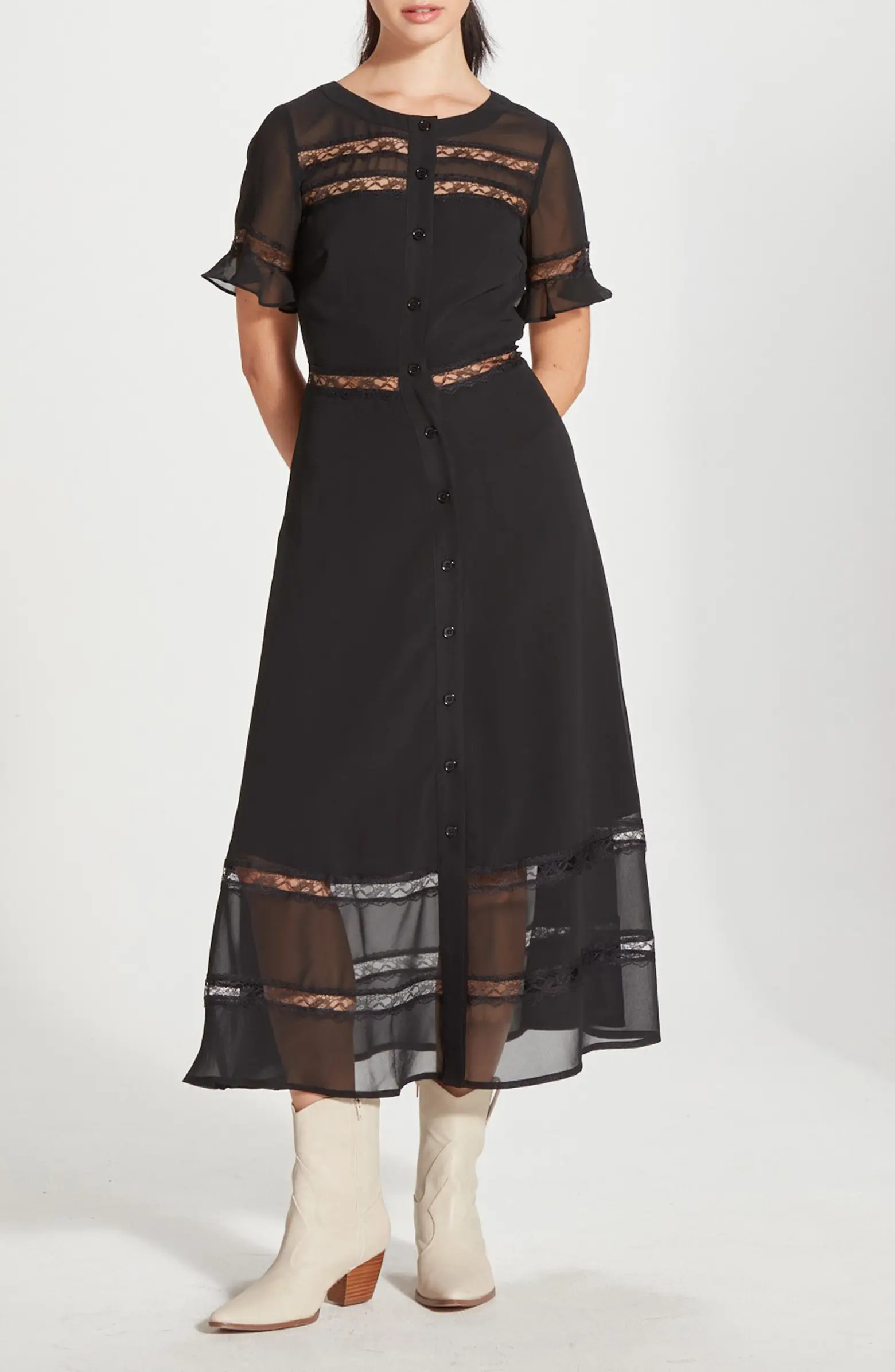 Lace Inset Midi Dress | Nordstrom Rack