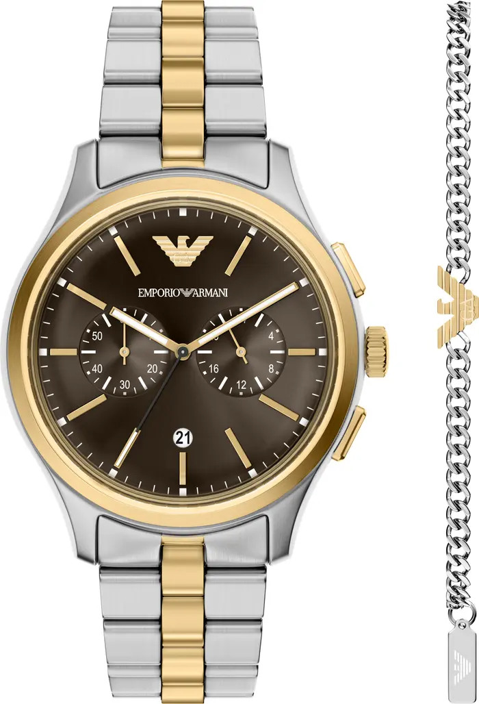 Chronograph Two-Tone Bracelet Watch Set, 42mm | Nordstrom