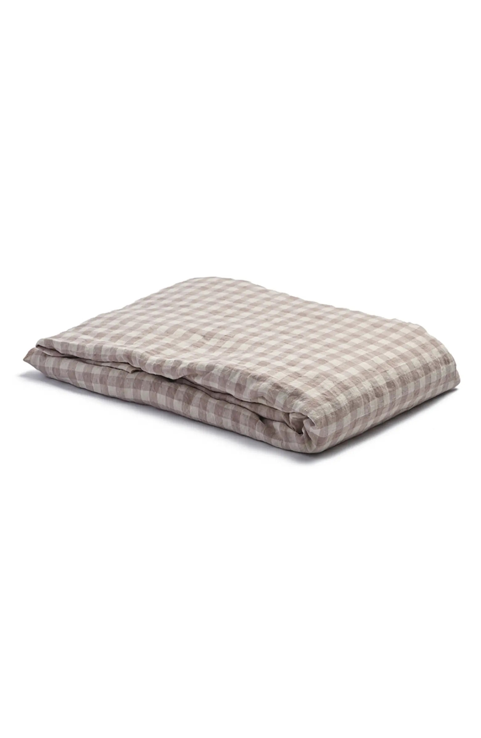 Gingham Linen Fitted Sheet | Nordstrom