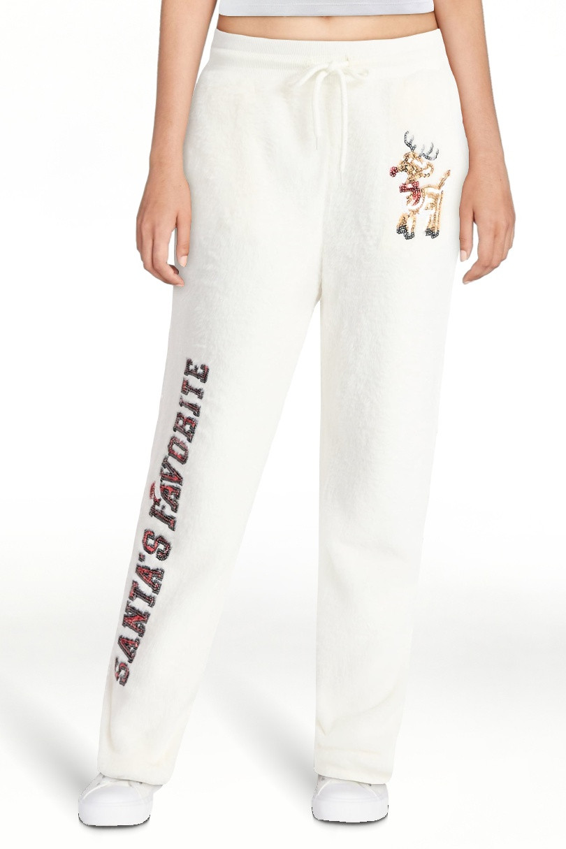 No Boundaries Pantalones de Felpa Navideños Entrepierna de 30'', para Mujer y Mujer Plus | Walmart (US)