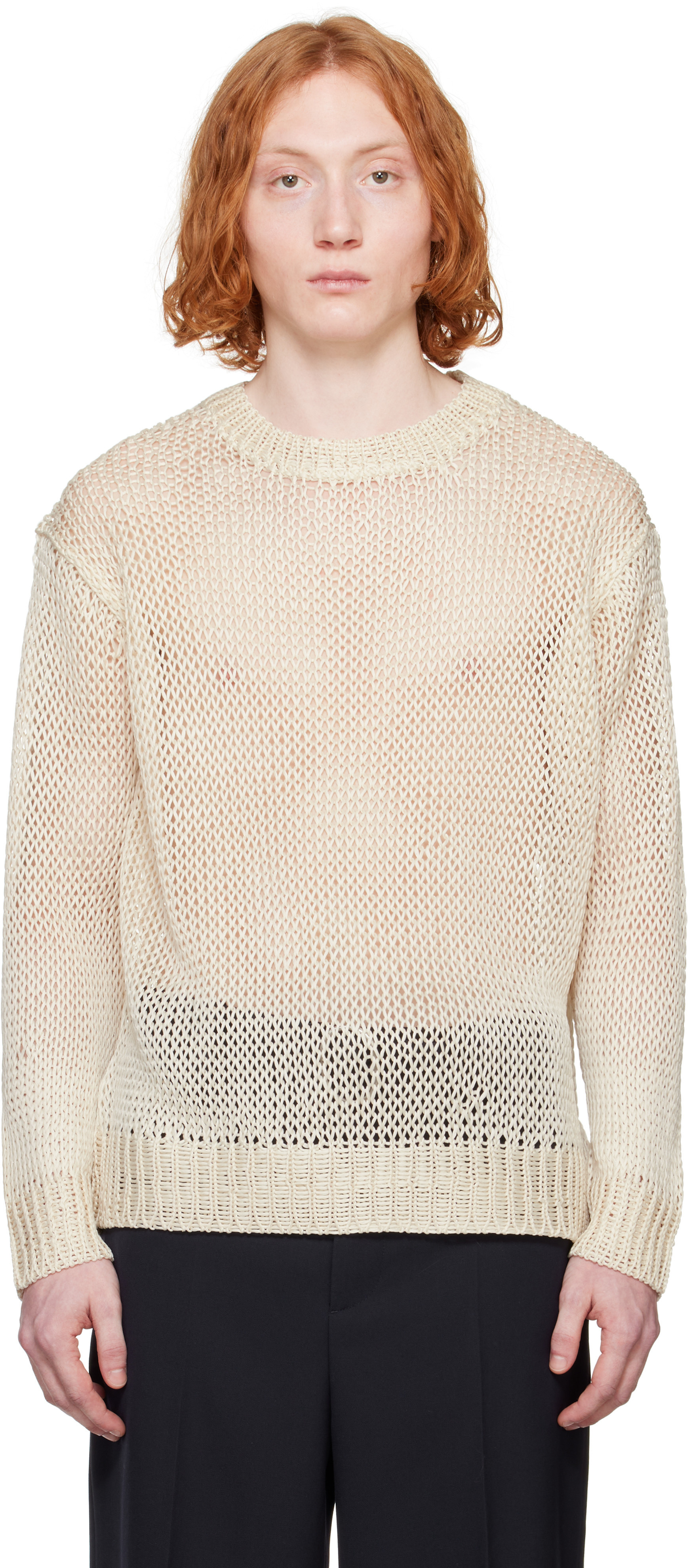 Jil Sander Off-White Crew-Neck Sweater | SSENSE