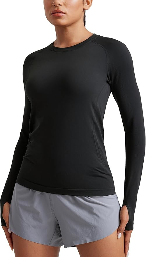CRZ YOGA Seamless Long Sleeve Shirts for Women Hip Length - Workout Athletic Running Gym Yoga Top... | Amazon (US)