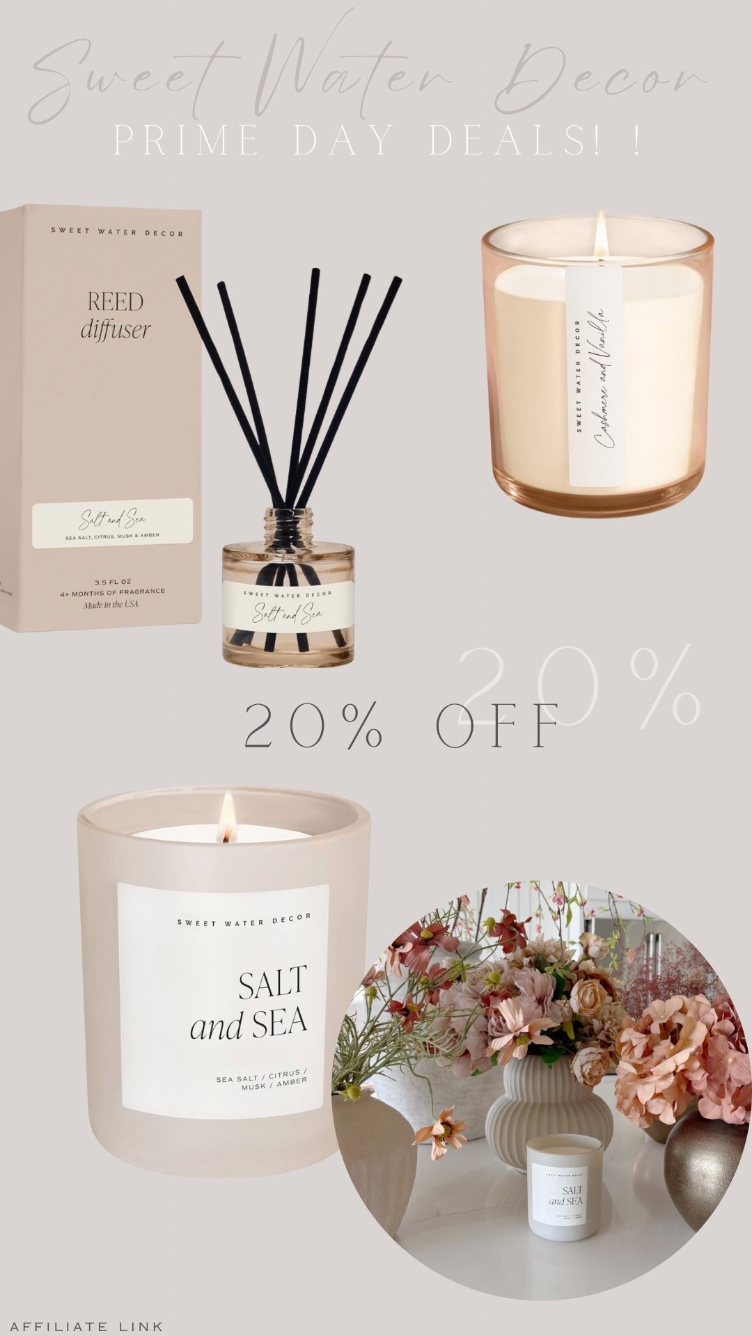 20% off Sweet Water Decor candles! 



Home decor, Reed diffusers, candles, neutral decor, coastal decor 


#amazon #primedaydeals #sweetwaterdecor 

#LTKSaleAlert #LTKHome