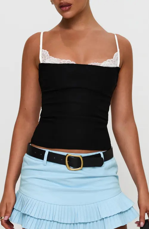 Princess Polly Renaissance Lace Layered Crop Corset Tank in Black at Nordstrom, Size 0 | Nordstrom
