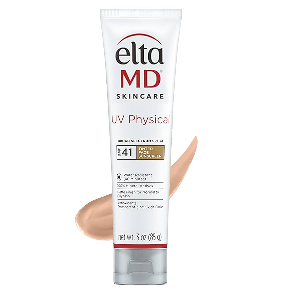 EltaMD UV Physical Tinted Sunscreen for Face, SPF 41 Tinted Sunscreen, 100% Mineral Active Sunscr... | Amazon (US)