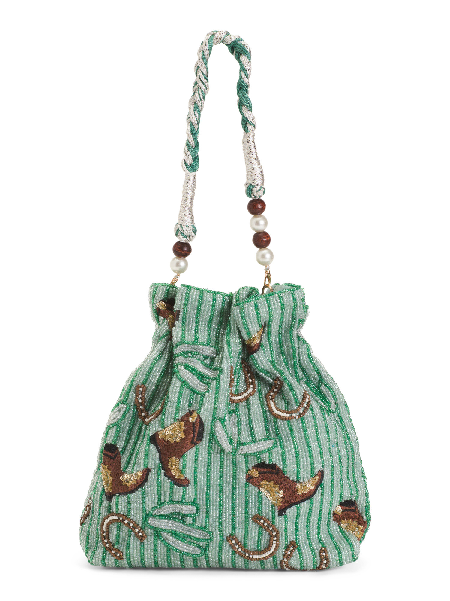Beaded Striped Cowboy Boots Satchel | TJ Maxx