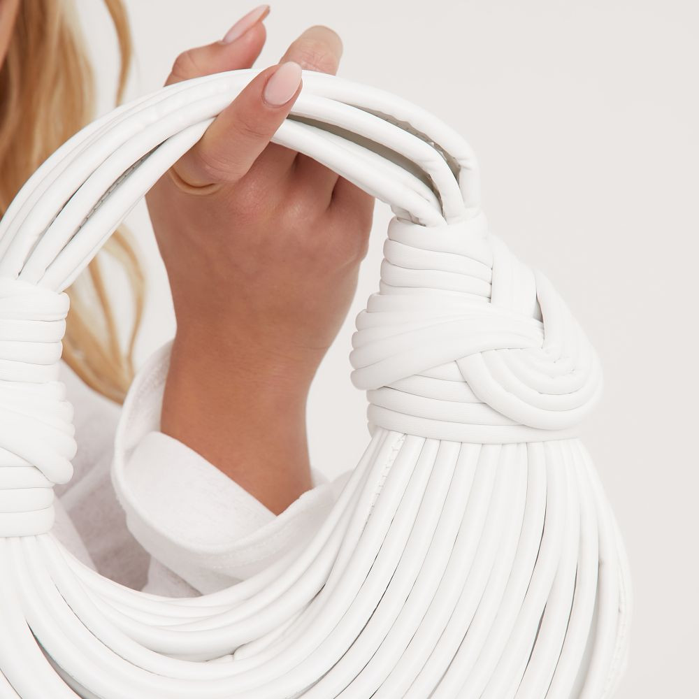 Leif Knotted Detail Strappy Shoulder Bag In White Faux Leather | EGO (UK)