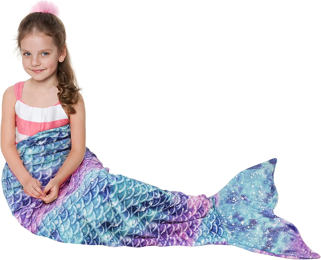 Catalonia Kids Mermaid Tail Blanket, Super Soft Plush Flannel Sleeping Snuggly Blanket for Girls,... | Amazon (US)