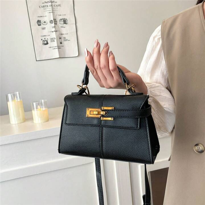 Große Kapazität Exquisite Handtasche - Modische Damenschulttertasche, PU-Material Mit Goldfarbenem Metallteil, Mode Handtasche | Retro-Stil Design | Luxuriöses Aussehen, Geeignet Für Den Täglichen Gebrauch Von Frauen | SHEIN
