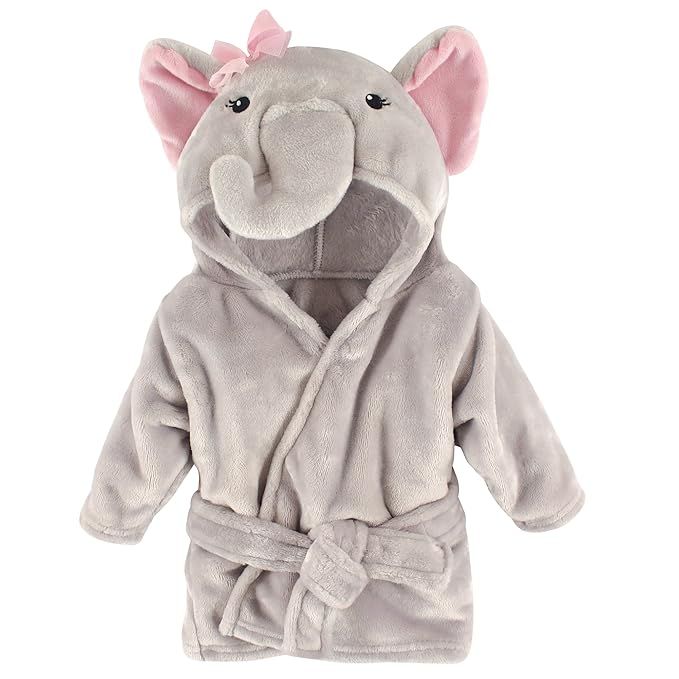 Amazon.com: Hudson Baby Unisex Baby Plush Animal Face Robe, Pretty Elephant, One Size, 0-9 Months... | Amazon (US)