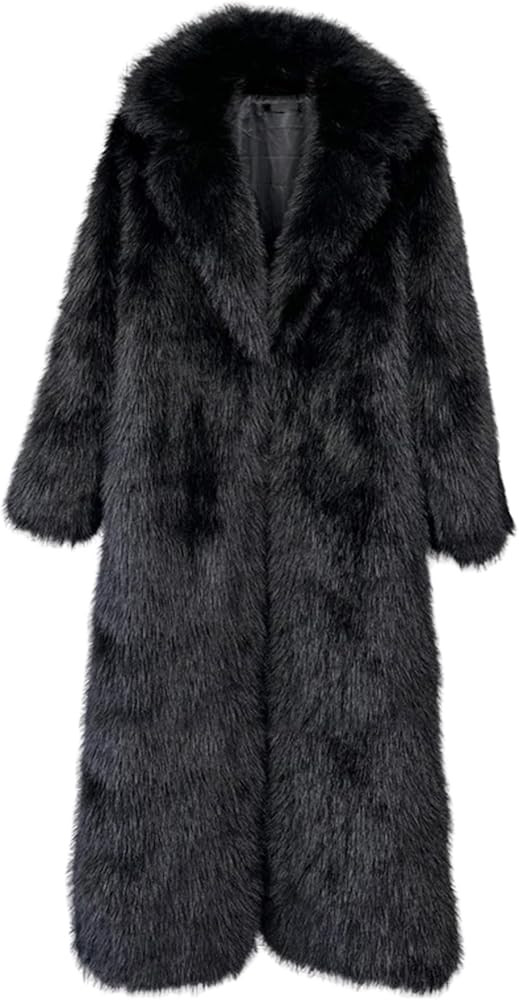 Fluffy Faux Fur Overcoat,Warm Outwear Parka Long Coat with Sleeves | Amazon (US)