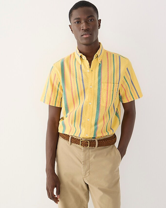 Short-sleeve yarn-dyed seersucker shirt | J. Crew US