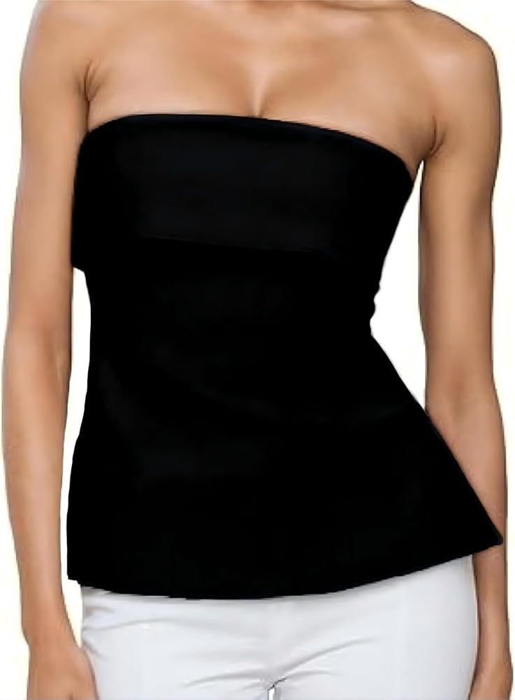 QUEENTI Women Strapless Tube Top Backless Bandeau Summer Casual Top Black : Amazon.ca: Clothing, ... | Amazon (CA)