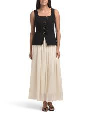 Square Neck Open Front Vest Twofer Dress | TJ Maxx