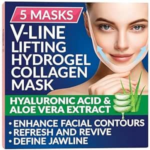 Stylia Double Chin Mask - V Line Chin Strap - Toning Hydrogel Collagen Face Mask with Hyaluronic ... | Amazon (US)