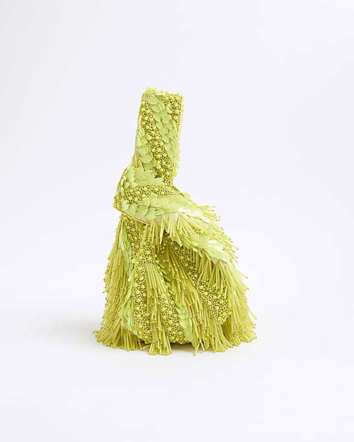 Lime Premium Beaded Clutch Bag | River Island UK & IE
