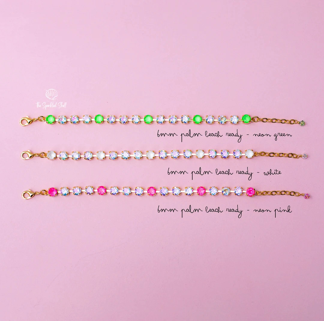 6mm Bracelet Palm Beach Ready - Choose setting Color and Length | Etsy (US)