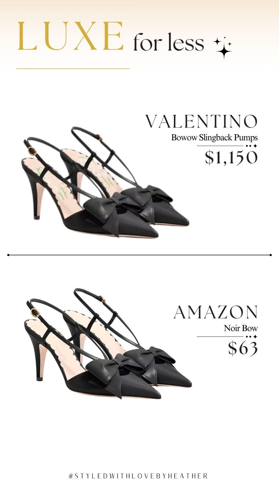 These Amazon bow slingback heels look so chic, elegant, and designer-inspired—you'd never guess they're under $70. 🖤✨

The pointed toe, feminine bow detail, and timeless silhouette make them perfect for weddings, date nights, holiday parties, or elevating any outfit.

✨ Luxe look, budget-friendly price.
💸 Save over $1,000 and still serve the same vibe.

Shop now—all linked in my LTK! 🤍 Follow me for more luxe-for-less finds, designer-inspired fashion, and Amazon favorites.

 

 #LTKgrwm #LTKootd #LTKstorytime