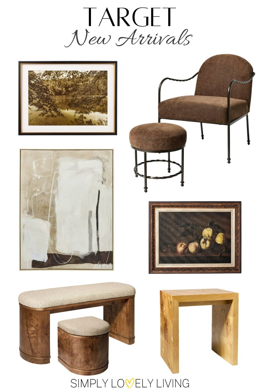 New Arrivals at Target from Threshold with Studio McGee! Fall art. Vintage art. Brown accent chair and ottoman. Modern wooden accent table. Modern wall art. Upholstered bench and ottoman. #Falldecor #Target

#LTKHome #LTKSeasonal