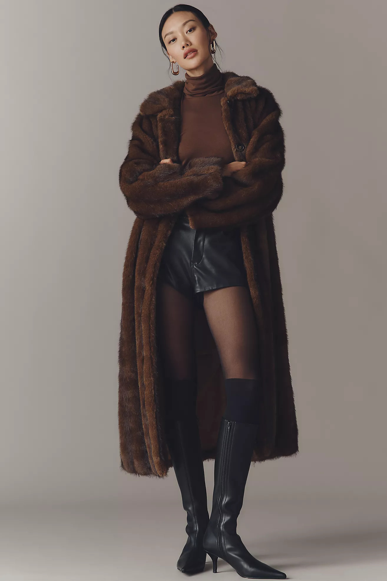 Maeve Faux-Fur Channeled Long Coat | Anthropologie (UK)