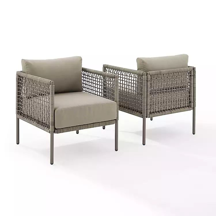 Taupe Basket Weave Outdoor Accent Chairs, Set of 2 | Kirkland's Home