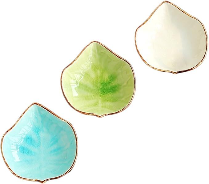 WAIT FLY Lovely Grape Leaves Shaped Ceramics Seasoning Dishes/Tea Bag Holders/Ketchup Saucer/Appe... | Amazon (US)