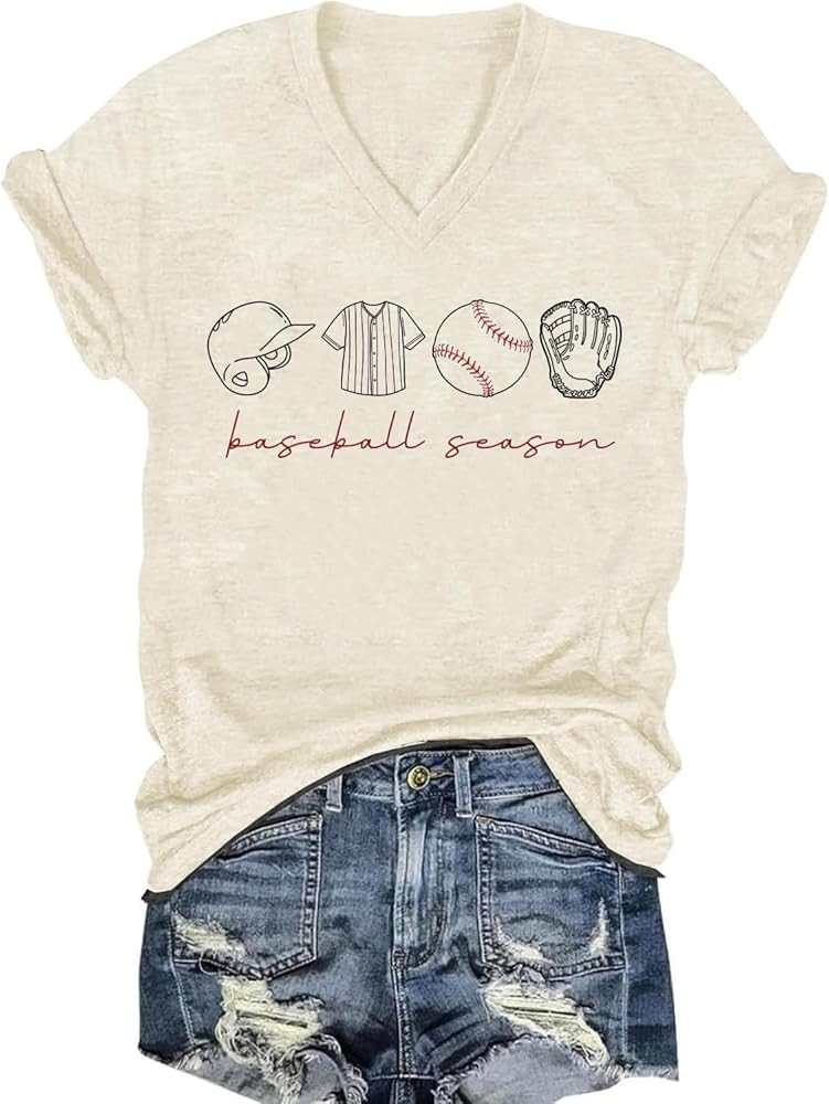 Baseball Shirts Women Game Day Baseball T-Shirts Tis The Season Baseball Mom Graphic Tops | Amazon (US)