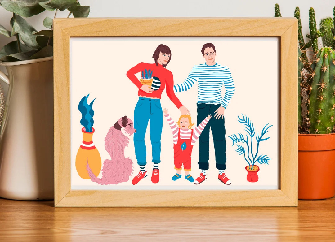 Custom Digital Family Portrait, Family Illustration, Digital Art, Family Gift, Illustrated Portra... | Etsy (US)