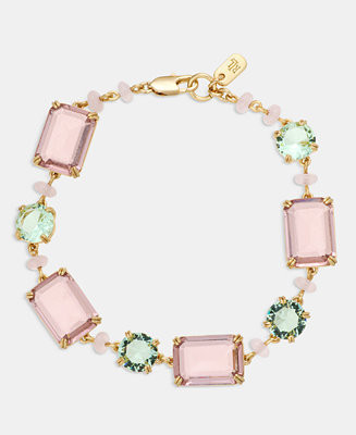 Gold-Tone Mixed Cut Stone Chain Link Bracelet | Macy's