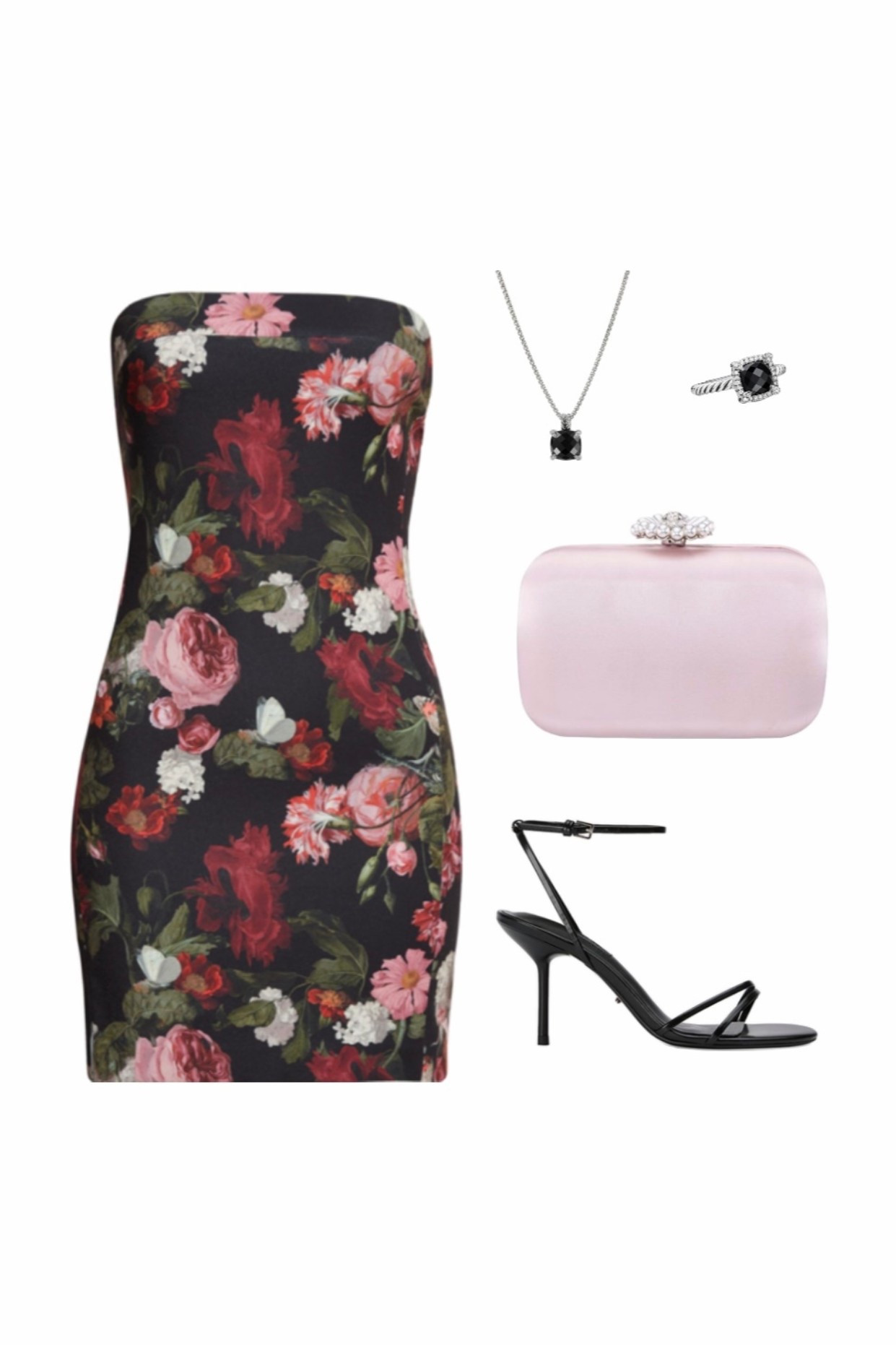Valentine’s Day or wedding guest look with a romantic floral dress.

valentines day outfit, valentines dress, floral mini dress, wedding guest dress, romantic dress outfit, strapless floral dress, date night outfit, black floral dress, feminine occasion outfit, dinner date look, spring wedding guest outfit, cocktail dress outfit, elevated feminine style, night out dress

#LTKWedding #LTKValentine