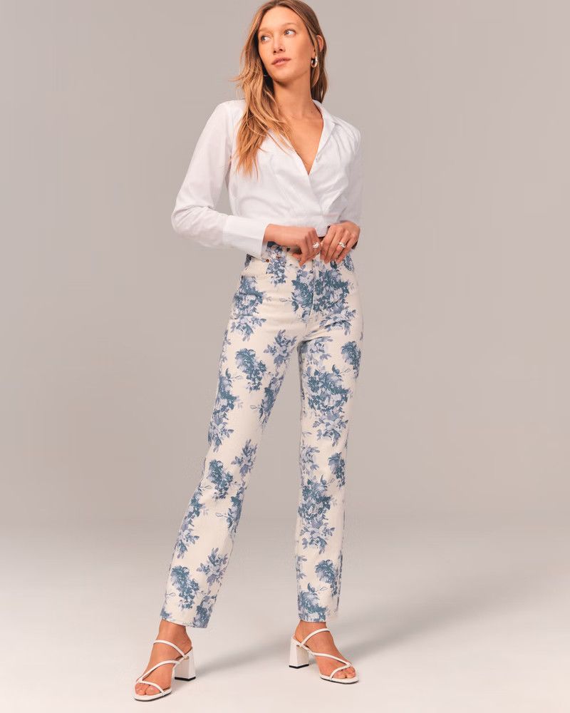 Printed Ultra High Rise 90s Straight Jeans -summer Trends | Abercrombie & Fitch (US)