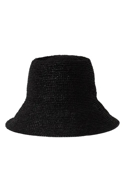 Janessa Leoné Felix Raffia Bucket Hat in Black at Nordstrom, Size Small | Nordstrom