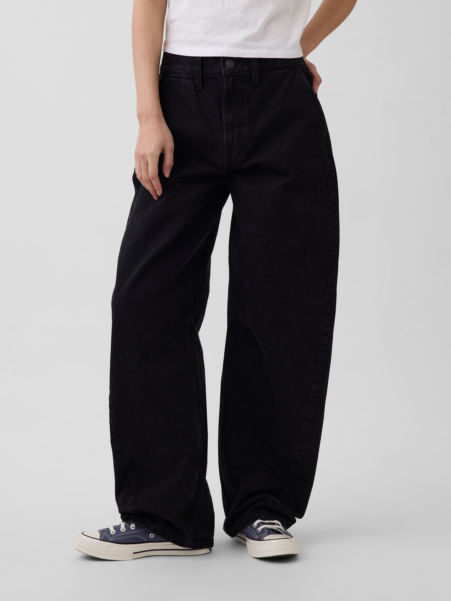 Black High Waisted Barrel Jeans | Gap | GAP UK