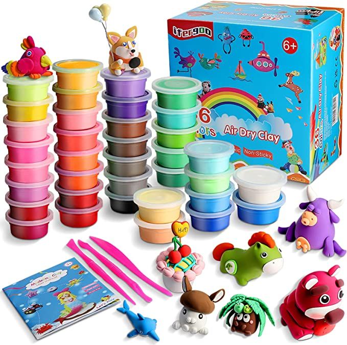 Modeling Clay Kit - 36 Colors Magic Air Dry Ultra Light Clay, Safe & Non-Toxic, Great Toy Gift fo... | Amazon (US)