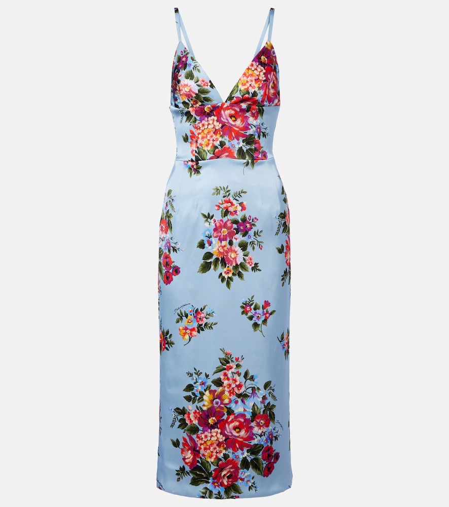 Dolce&Gabbana Abito midi in raso con stampa floreale | Mytheresa (IT)