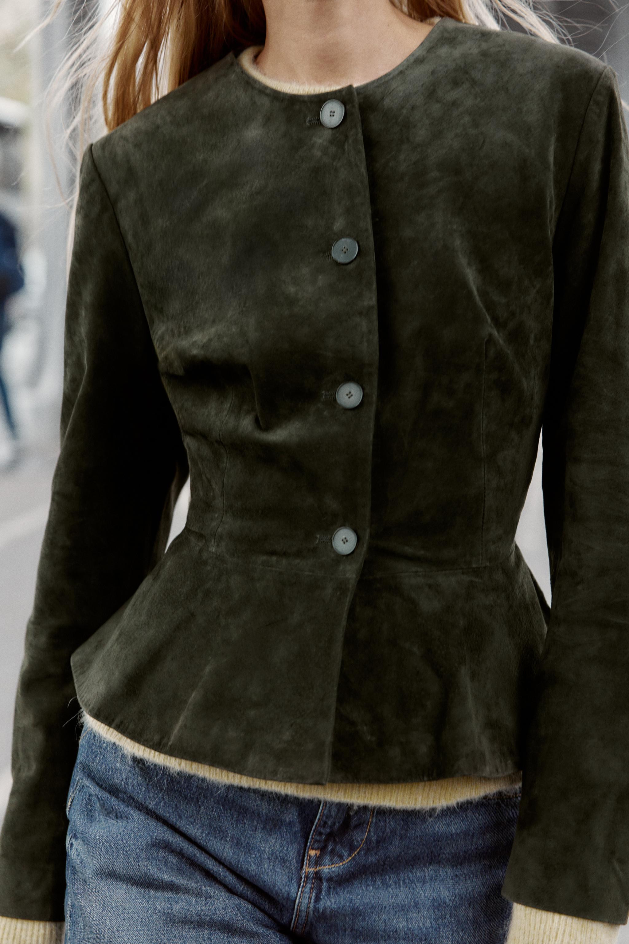 100% LEATHER FLARED HEM JACKET | Zara US