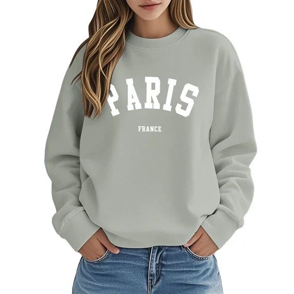 Arlun Paris College Sweatshirts for Women Oversized Trendy Soft Comfortable Crewneck Sweatshirts ... | Walmart (US)