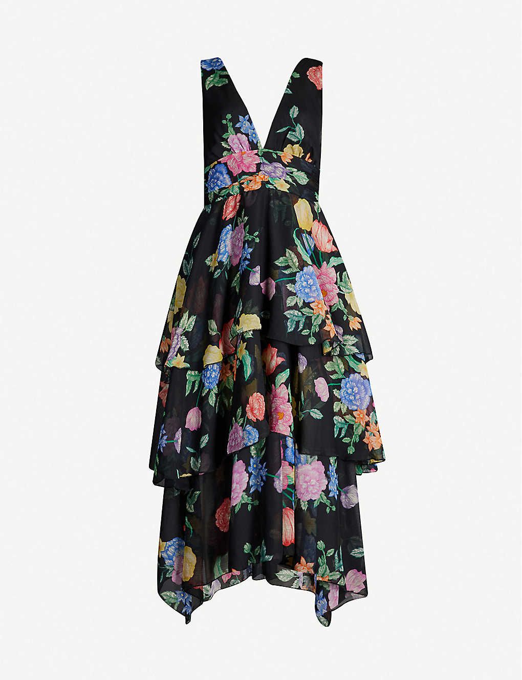 Freida tiered floral-print crepe midi dress | Selfridges