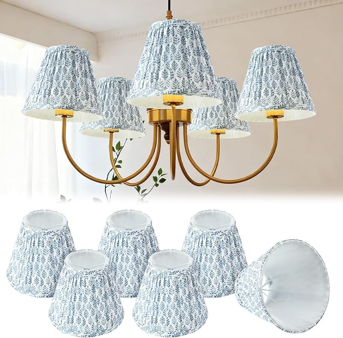 6 Pleated Chandelier Lamp Shade Clip on, 3"x5.5"x4.7", Blue Tree | Amazon (US)