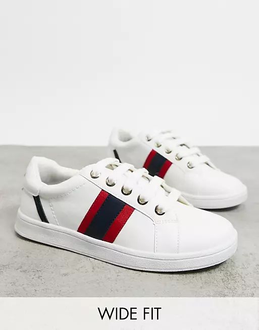 River Island Wide Fit side stripe trainer in white | ASOS (Global)
