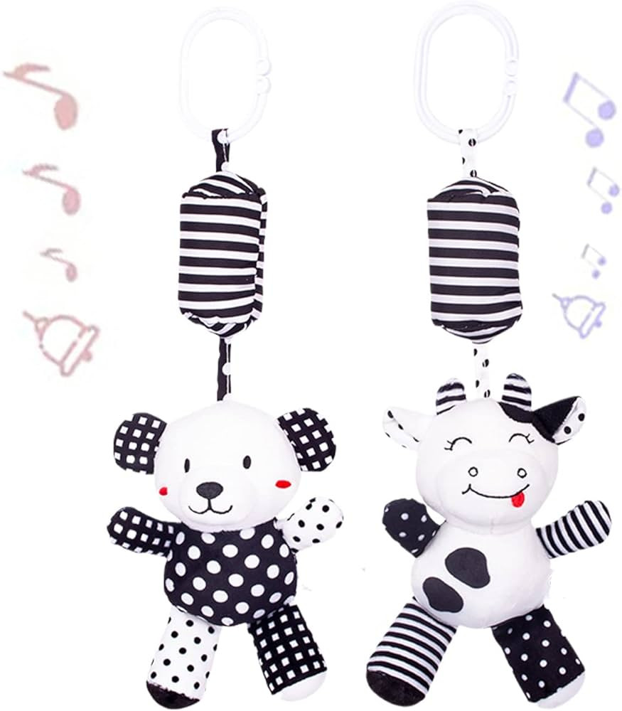 Baby Car Seat Toys, Black White Stroller Toy Stretch Baby Spiral Plush Toys, Hanging Rattle Toys ... | Amazon (US)
