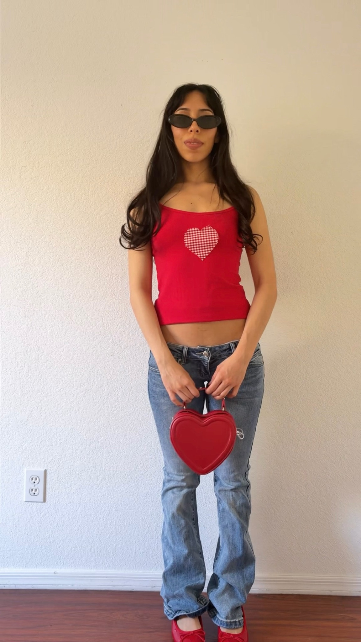 Valentine’s Day outfits: I stitched the tank, jeans from American Brat 